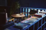 130平米现代蓝色茶室书店装修设计案例